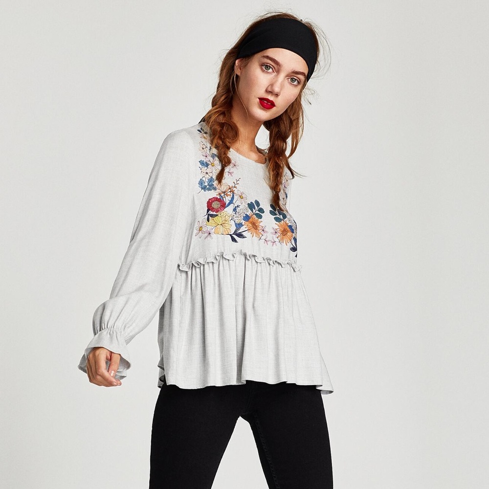 Zara Printed Floral Blouse - Picture 2 of 8